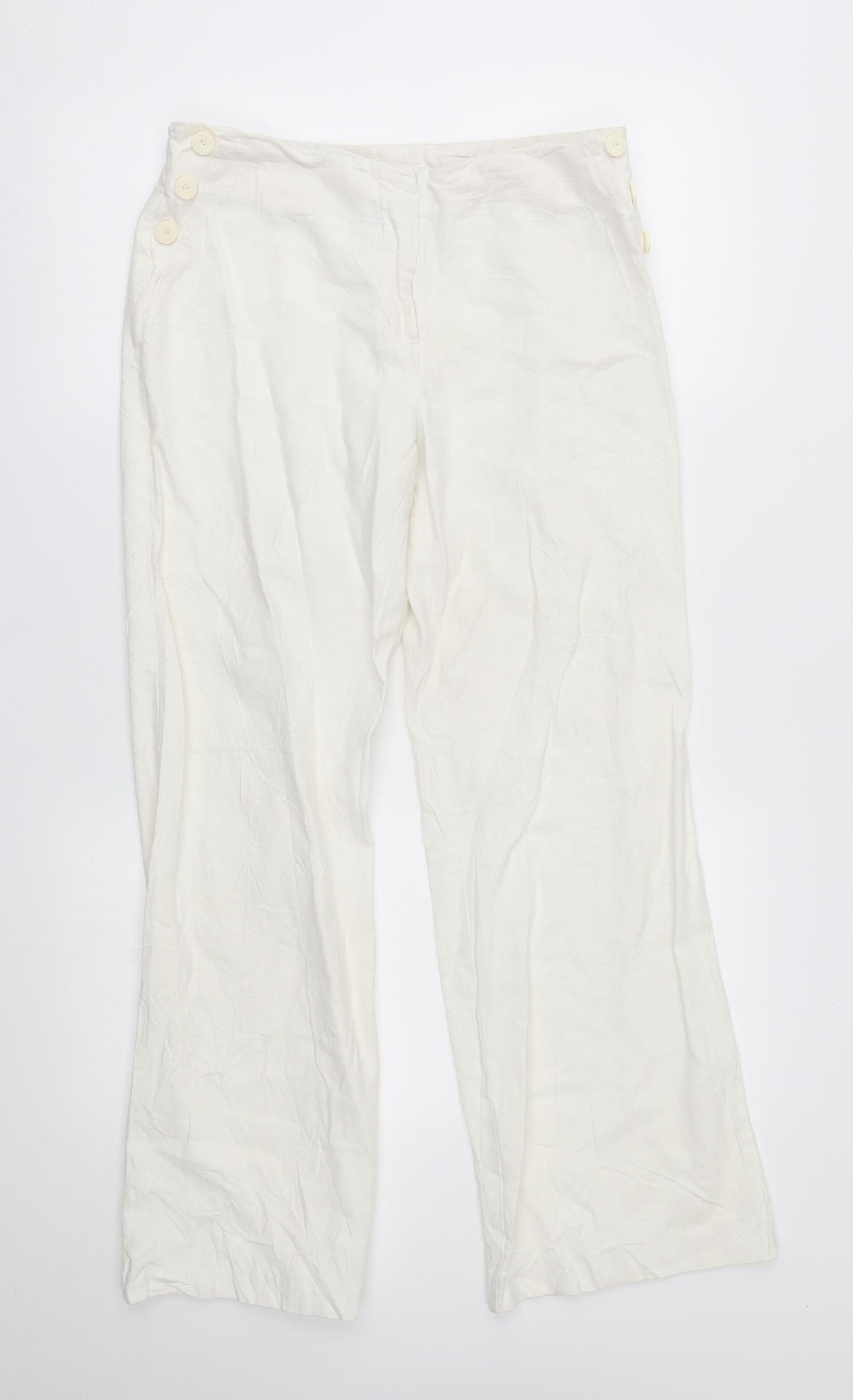 M&S Womens White   Chino Trousers Size 12 L28 in