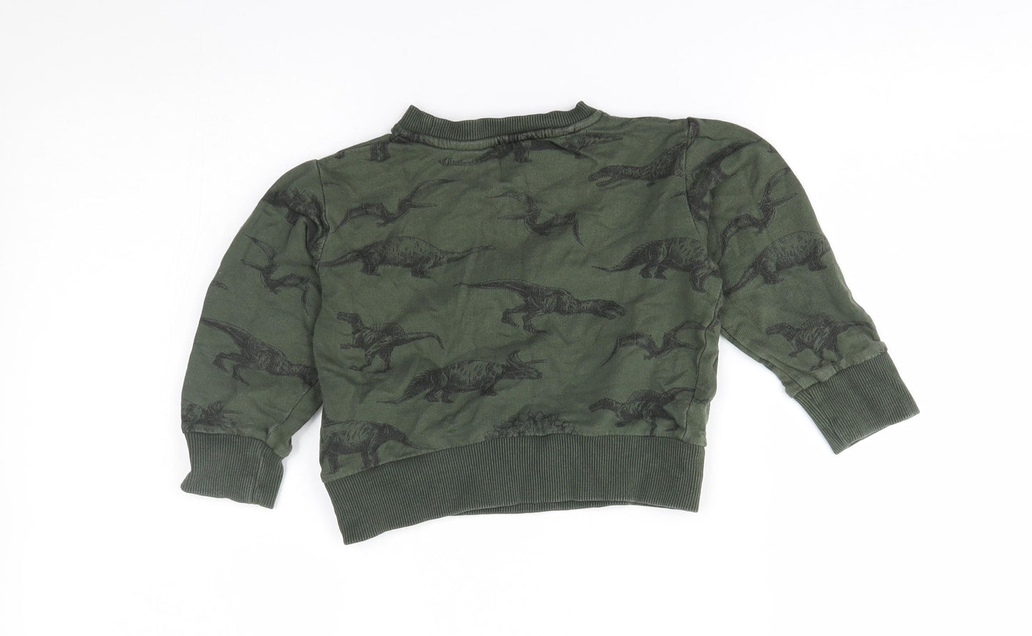 H&M Boys Green   Pullover Jumper Size 2-3 Years  - dino pattern
