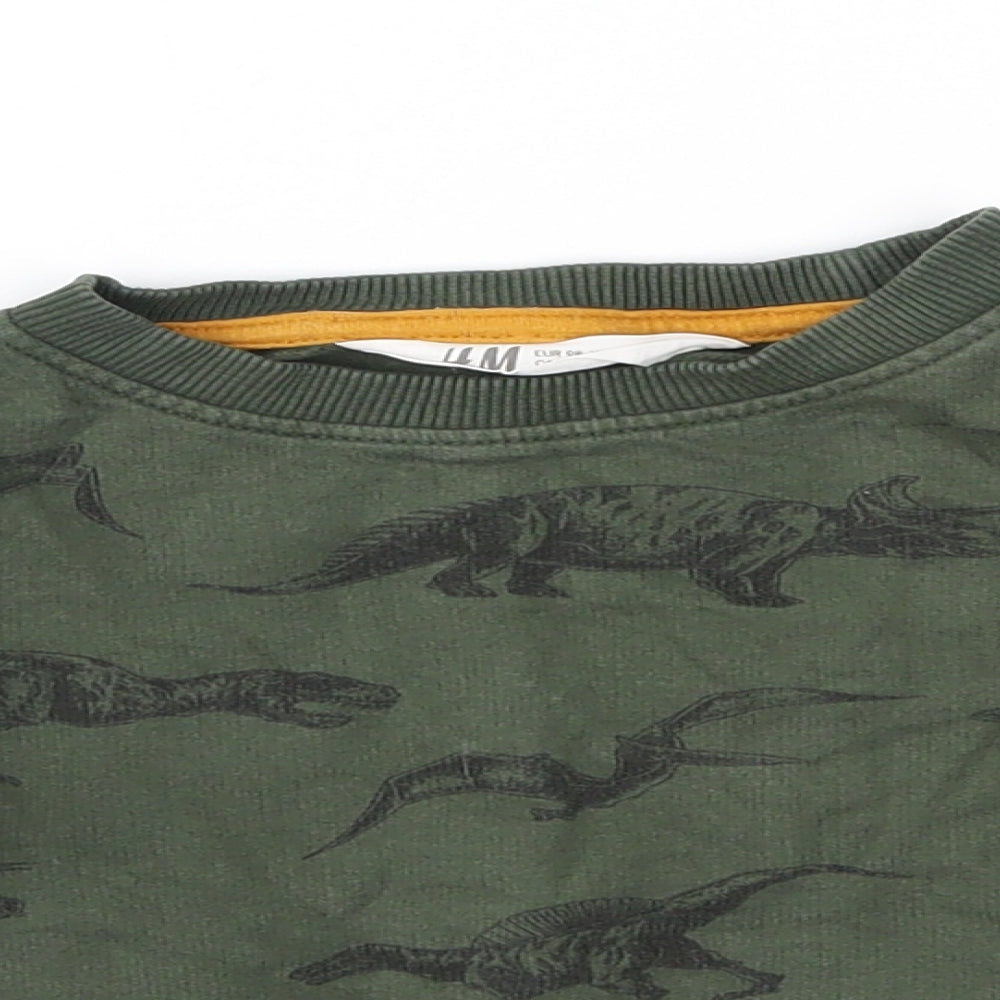 H&M Boys Green   Pullover Jumper Size 2-3 Years  - dino pattern