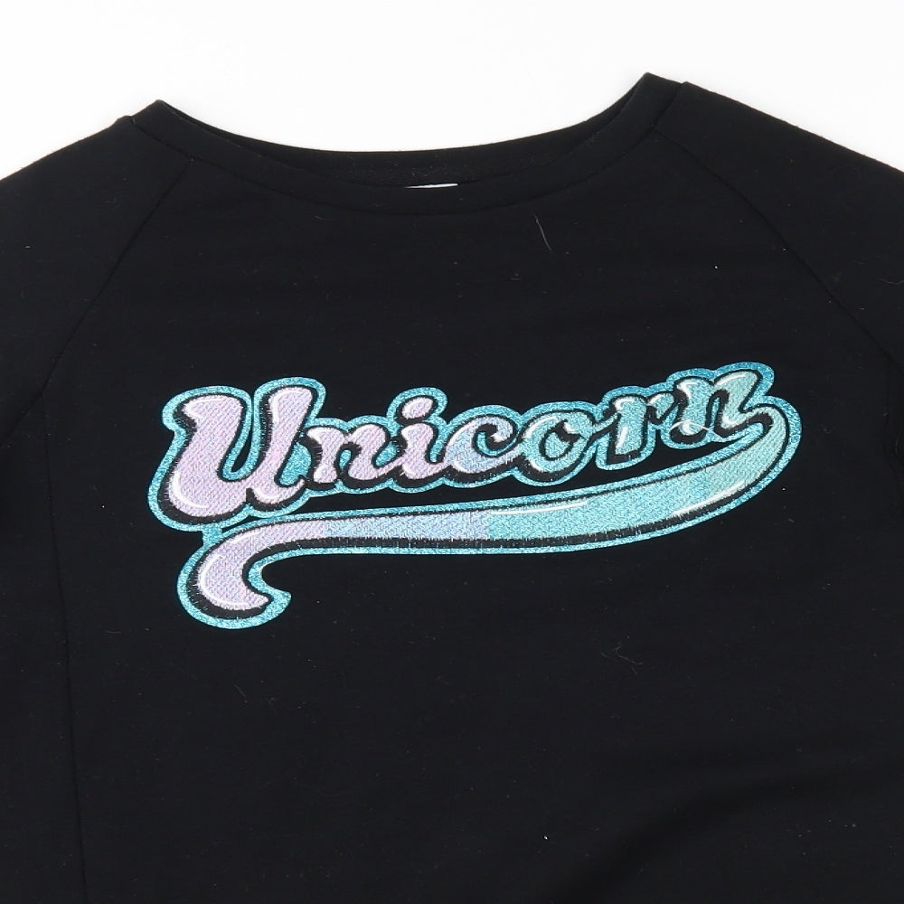 F&F Girls Black   Tunic Jumper Size 10-11 Years  - unicorn