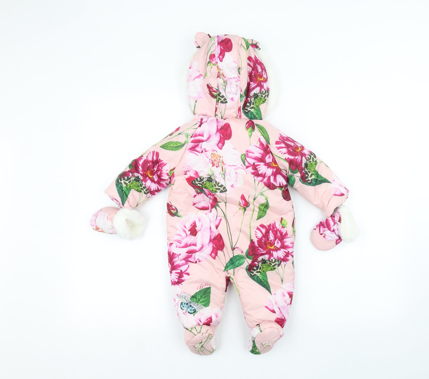 Ted Baker Baby Pink Floral  Basic Coat Snowsuit Size 3-6 Months