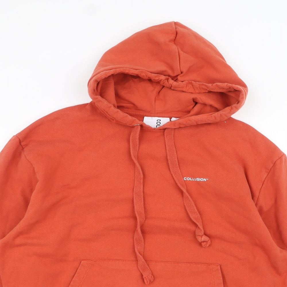 COLLUSION Mens Orange   Pullover Hoodie Size S