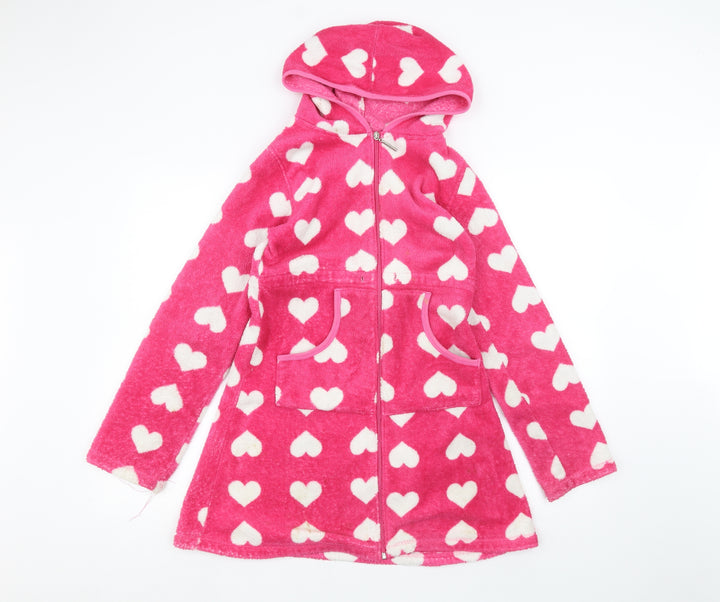 E-vie Womens Pink Polka Dot Full Zip Hoodie Size 8