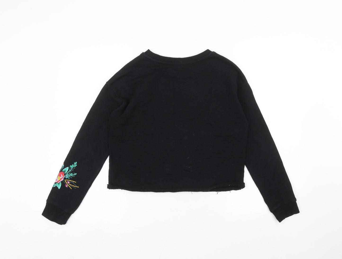 H&M Girls Black Floral  Pullover Jumper Size 12-13 Years