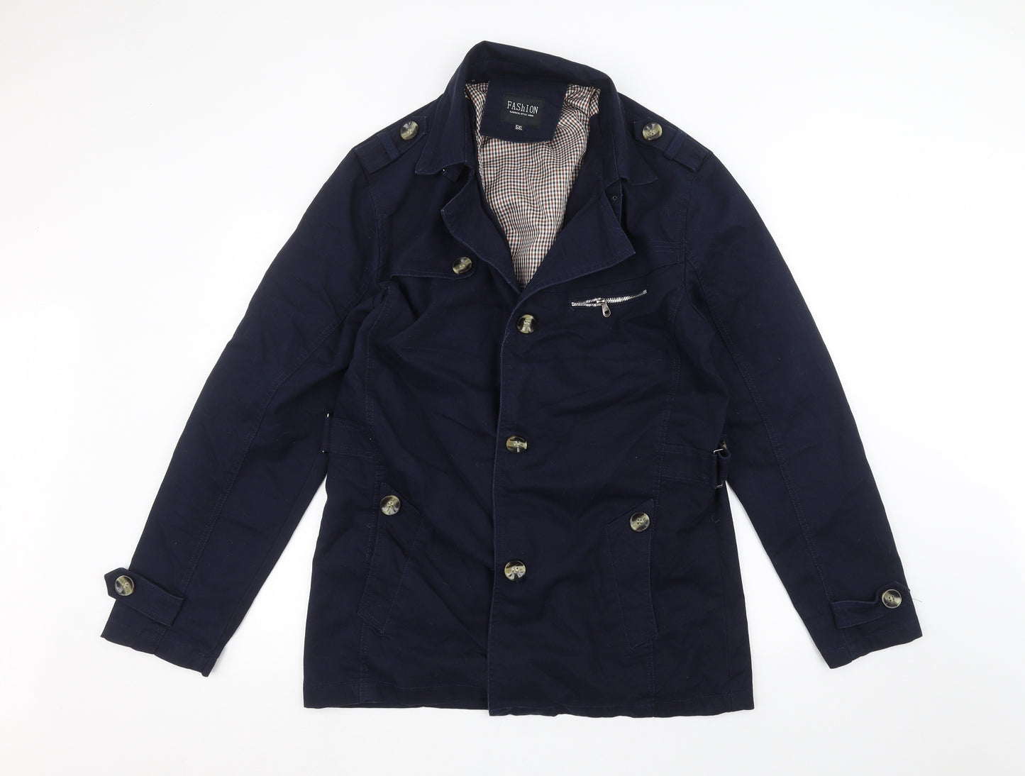 Fashion Mens Blue   Pea Coat Coat Size 4XL