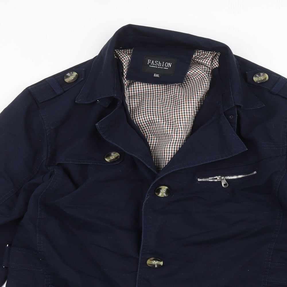 Fashion Mens Blue   Pea Coat Coat Size 4XL