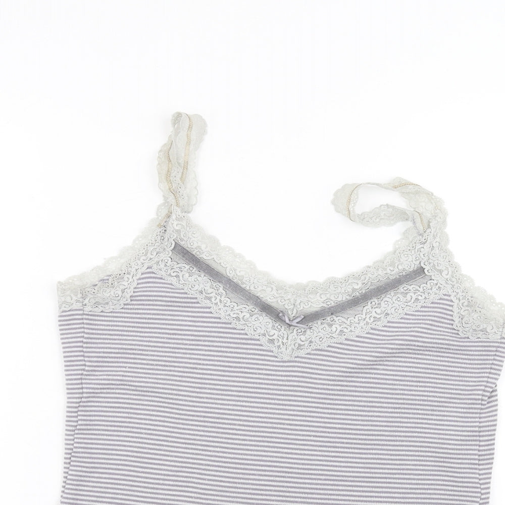 Marks and Spencer Womens Purple Striped  Basic T-Shirt Size 12