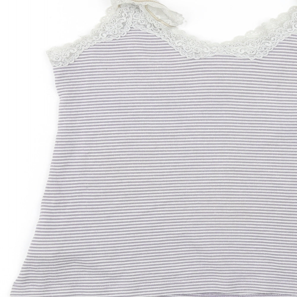 Marks and Spencer Womens Purple Striped  Basic T-Shirt Size 12
