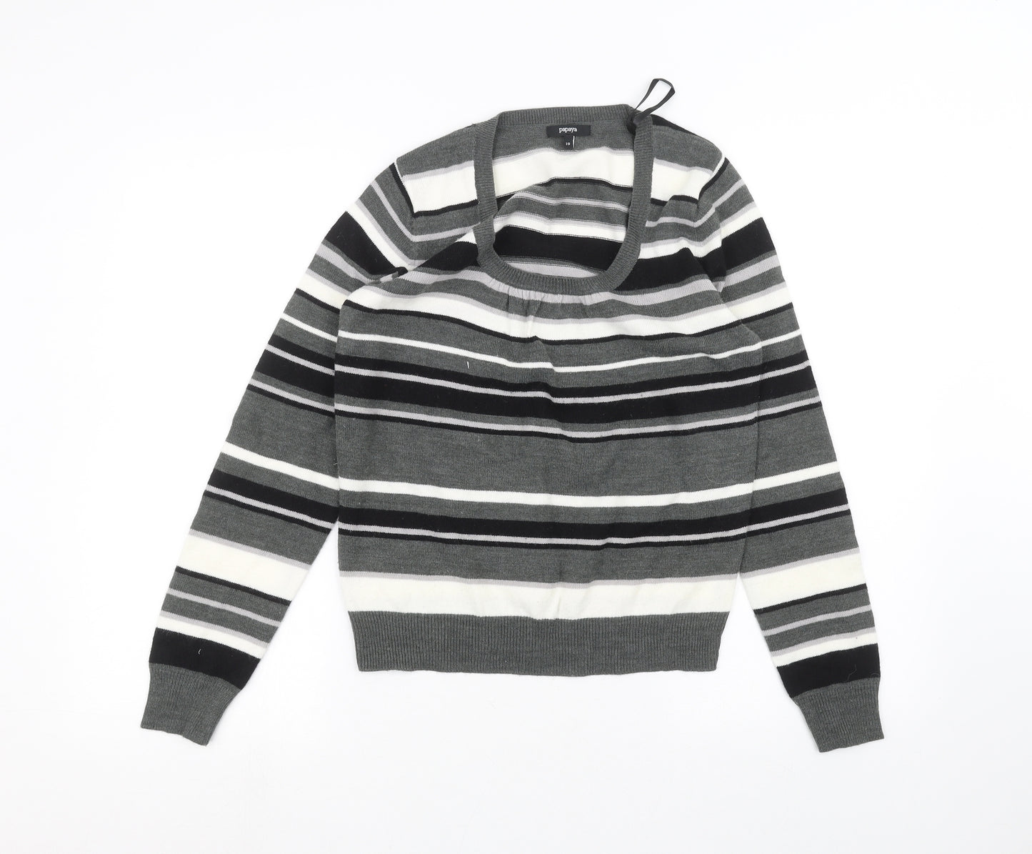 Papaya Womens Black Striped  Pullover Jumper Size 10