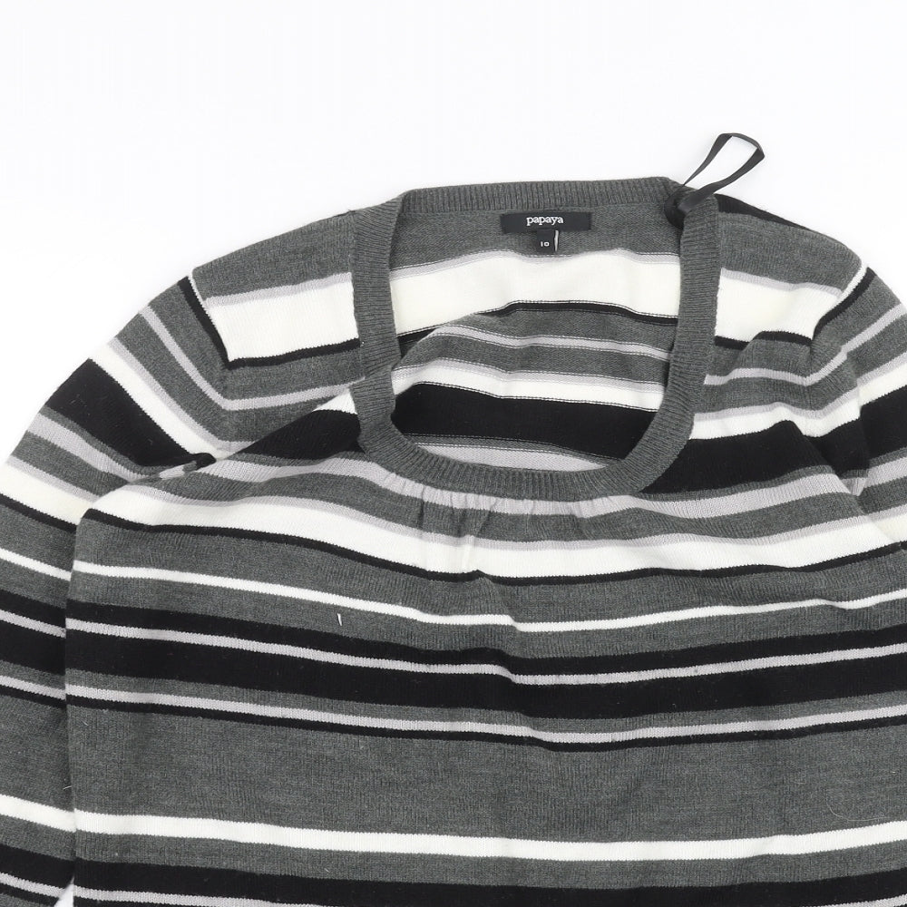 Papaya Womens Black Striped  Pullover Jumper Size 10