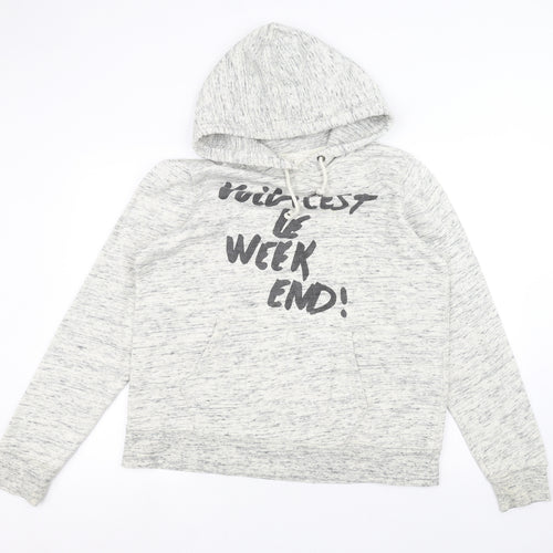 H&M Mens White   Pullover Hoodie Size L
