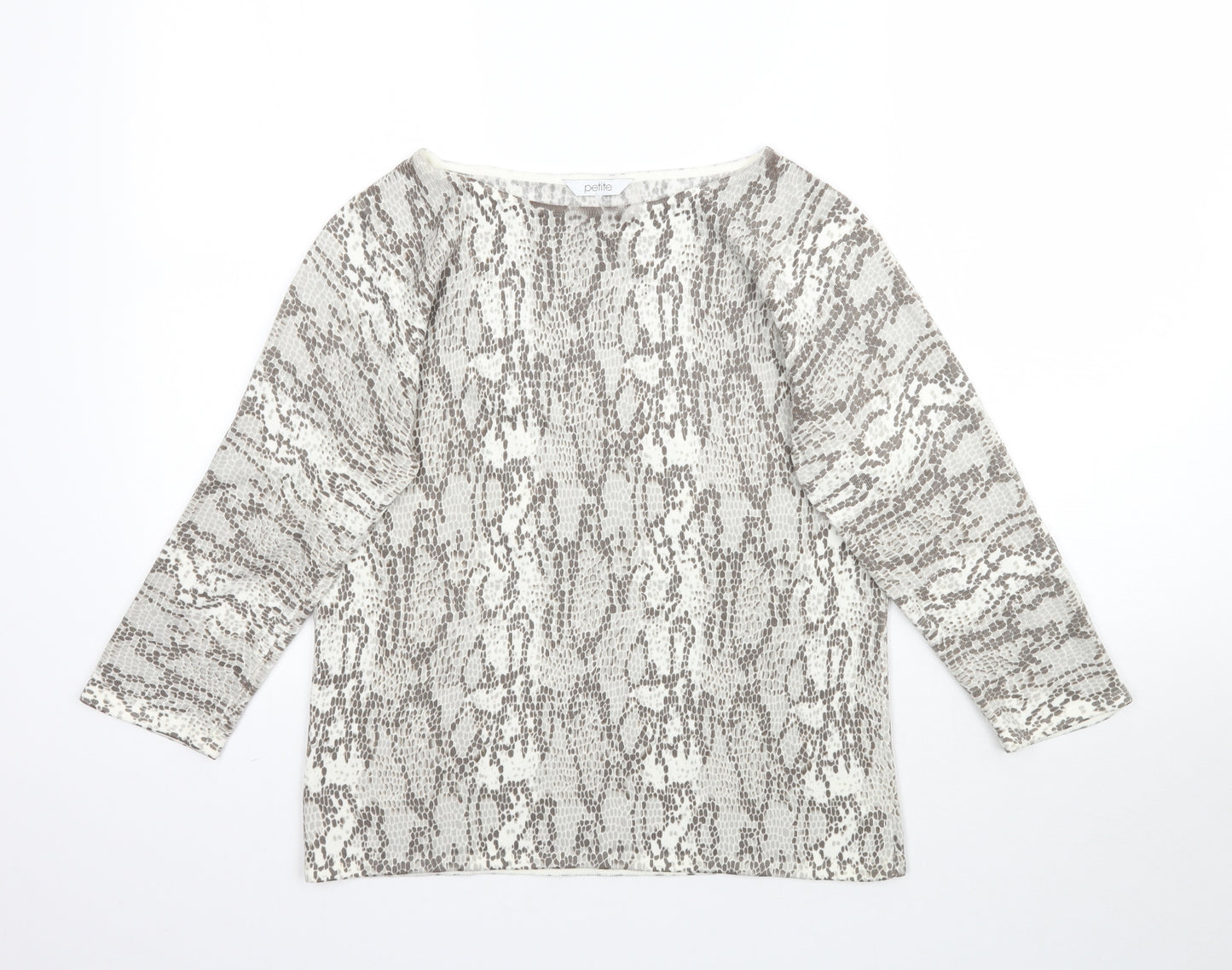 Preworn Womens Grey Animal Print Knit Basic T-Shirt Size M  - Snake Print