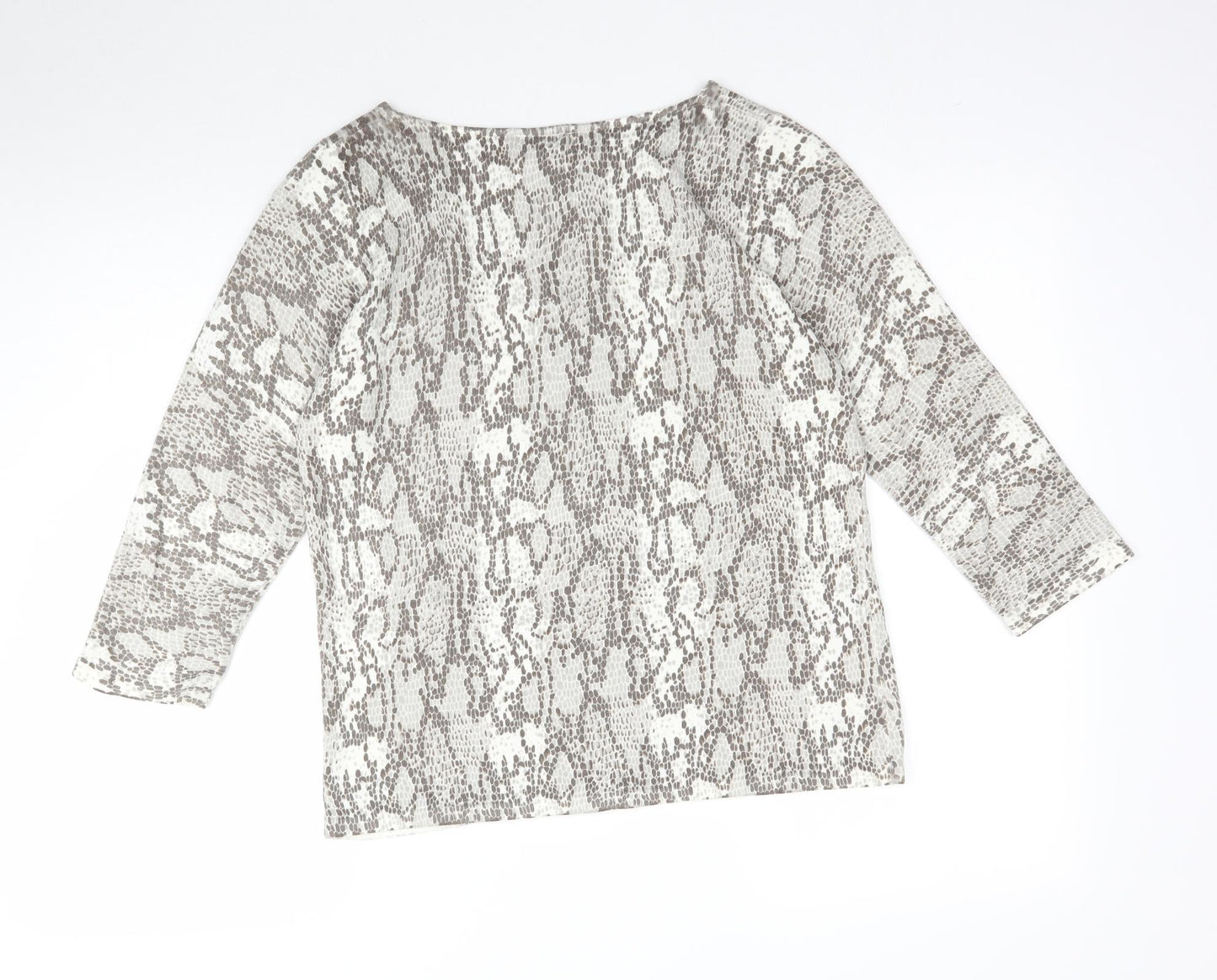Preworn Womens Grey Animal Print Knit Basic T-Shirt Size M  - Snake Print