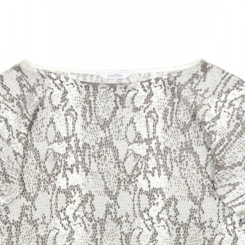 Preworn Womens Grey Animal Print Knit Basic T-Shirt Size M  - Snake Print
