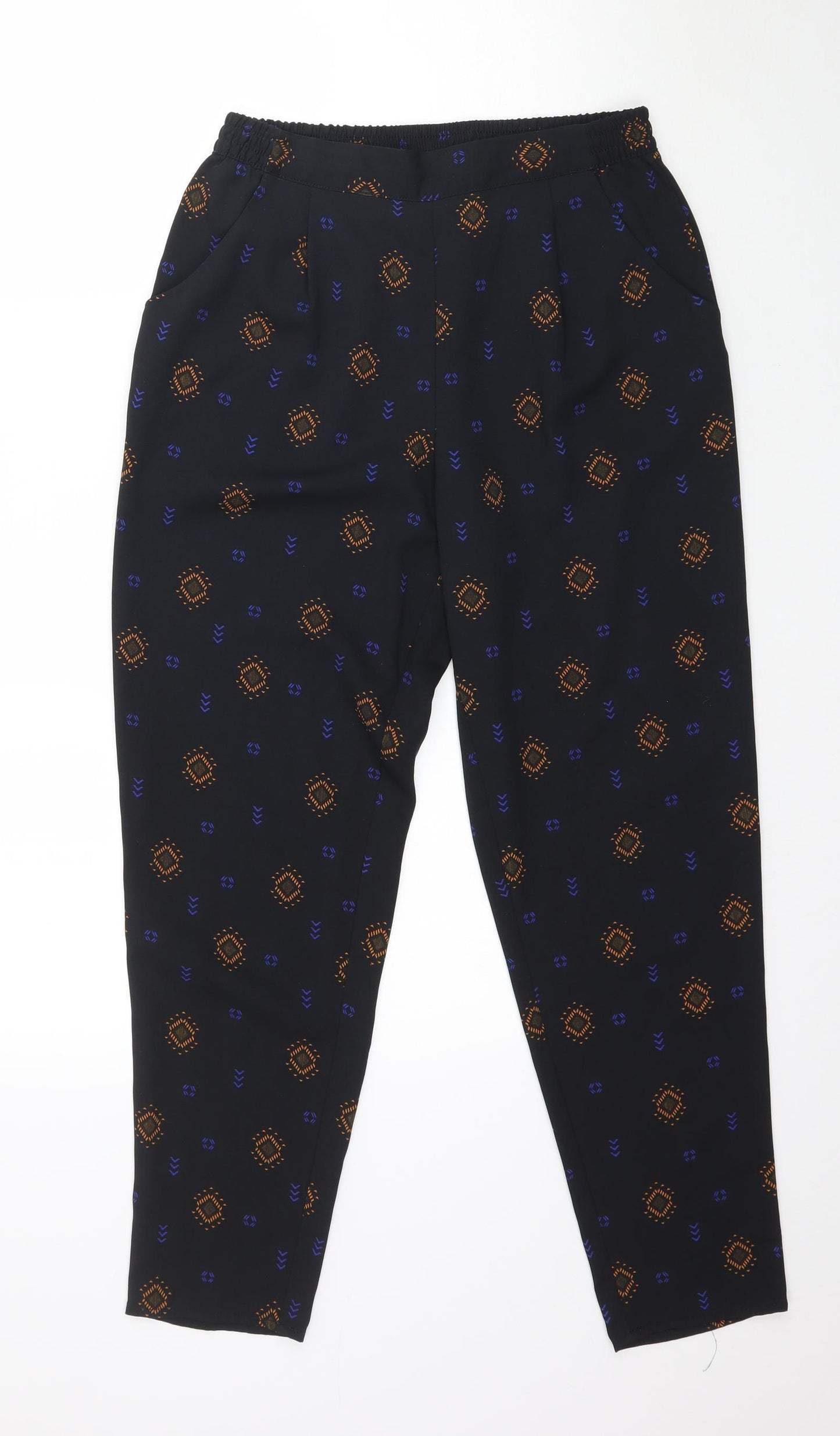 H&M Womens Black Geometric  Cropped Trousers Size 6 L26 in