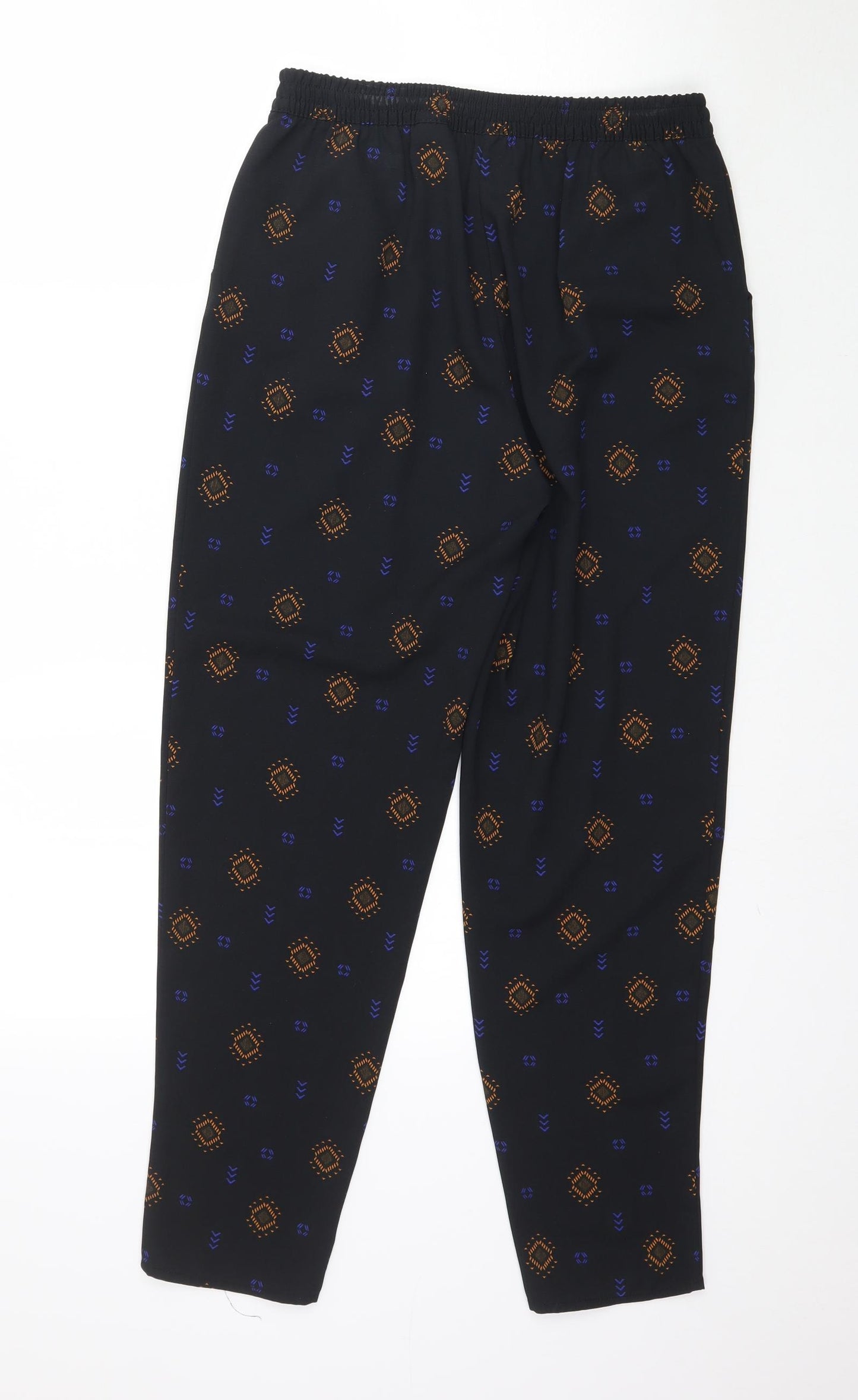 H&M Womens Black Geometric  Cropped Trousers Size 6 L26 in