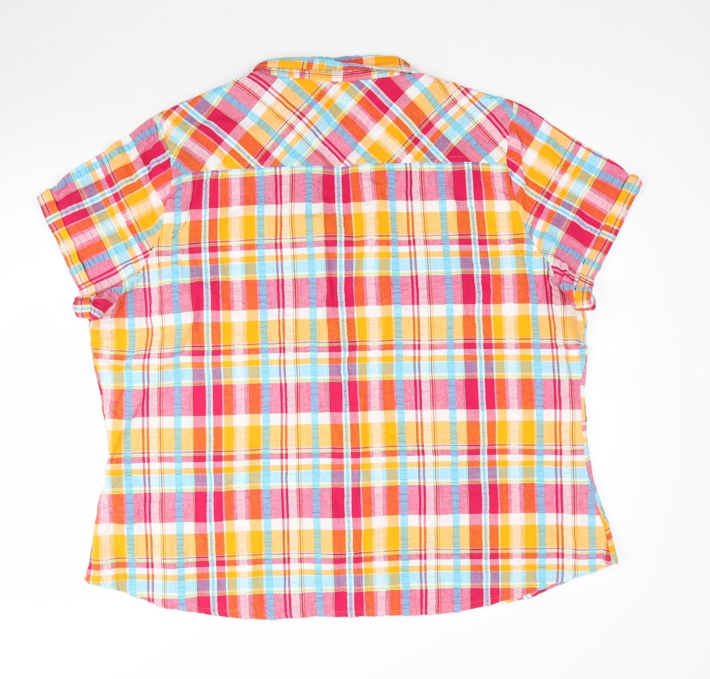 Cotton Traders Womens Multicoloured Plaid  Basic Button-Up Size 24