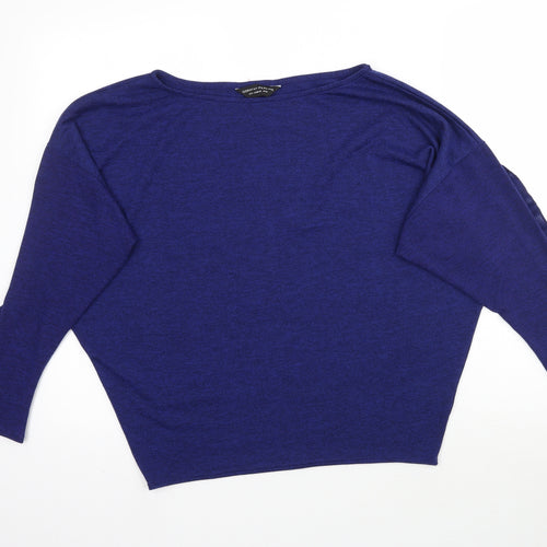 Dorothy Perkins Womens Blue  Knit Pullover Jumper Size 12  - Ruffle Sleeve