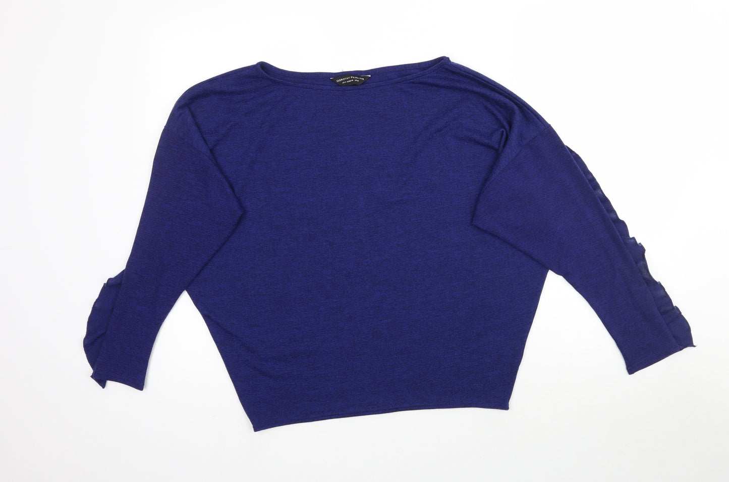 Dorothy Perkins Womens Blue  Knit Pullover Jumper Size 12  - Ruffle Sleeve