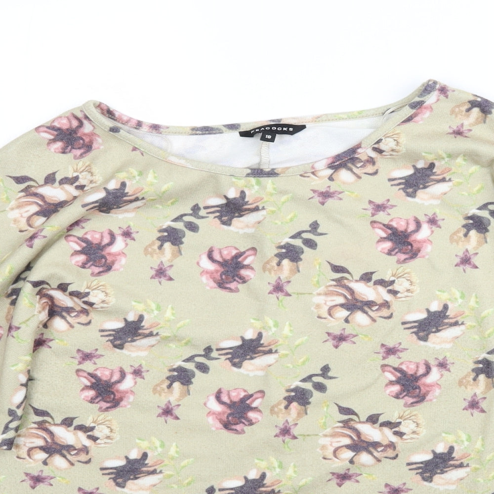 Peacocks Womens Green Floral  Basic Blouse Size 18