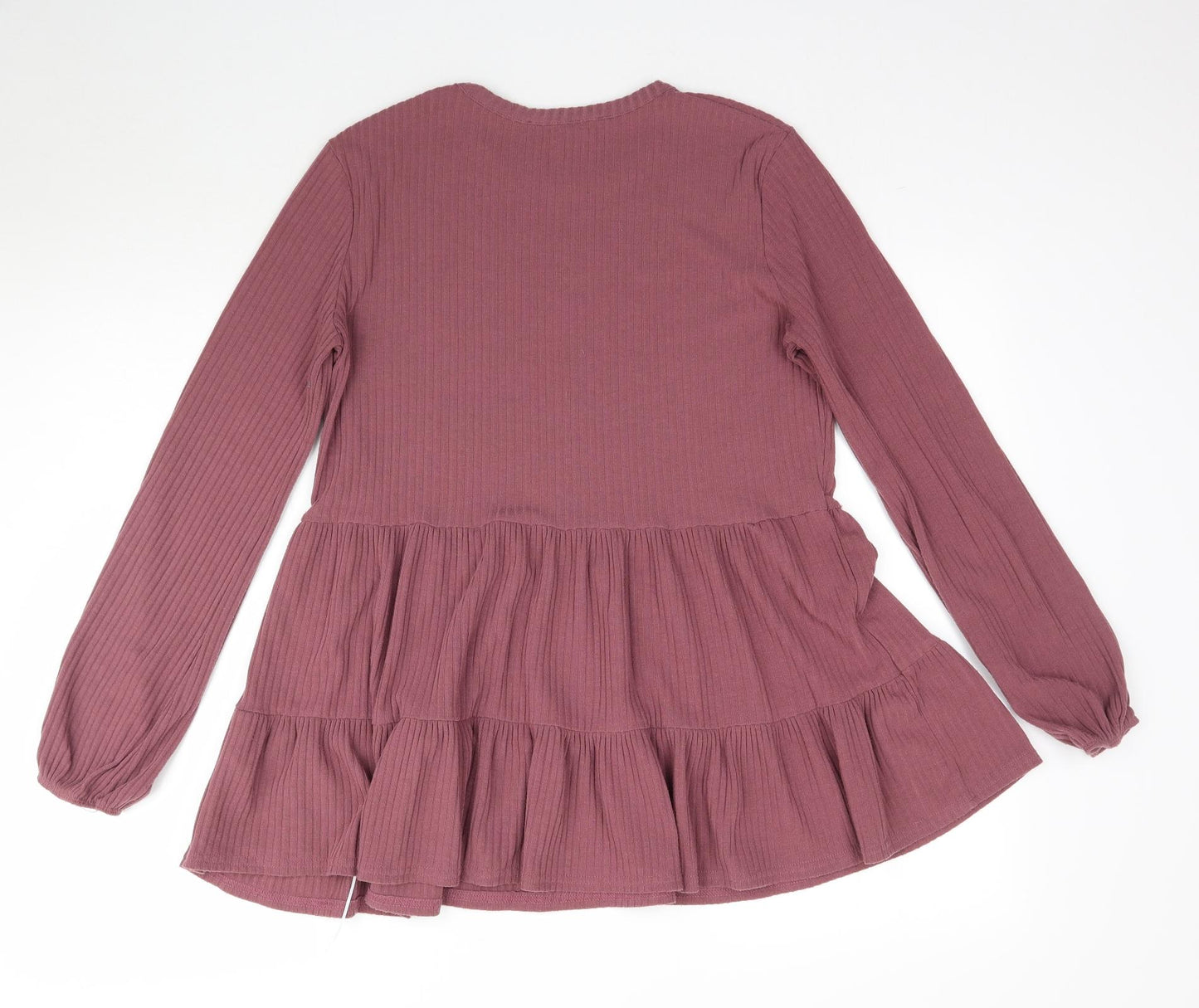 New Look Womens Pink   Basic T-Shirt Size 12  - Ribbed Peplum