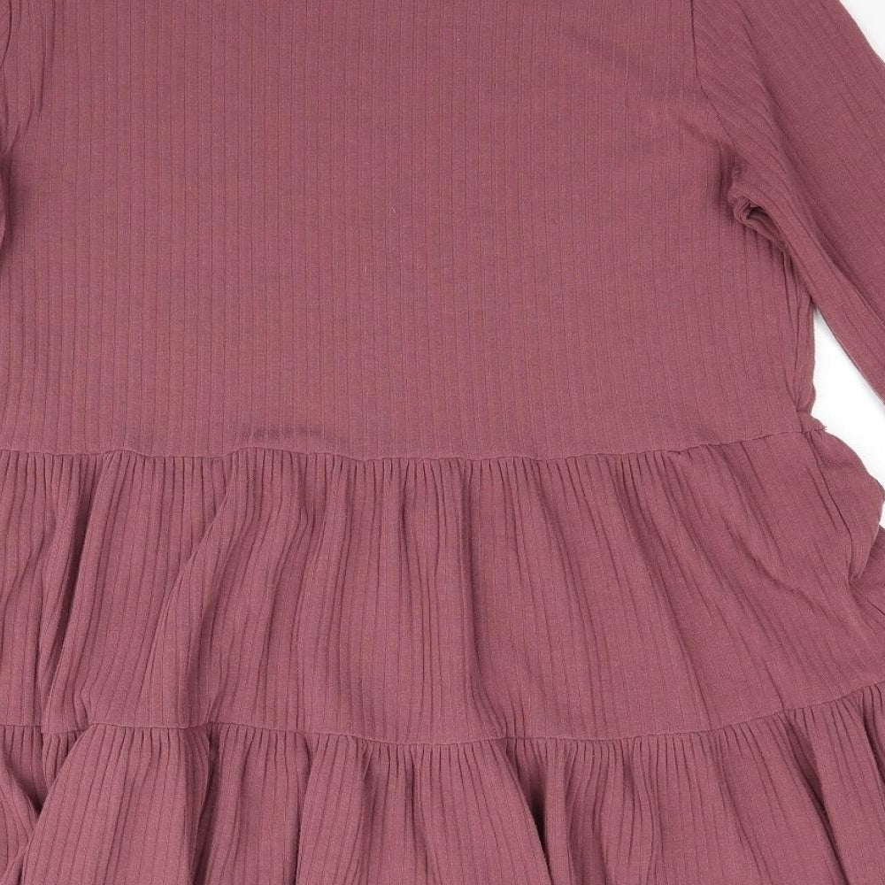 New Look Womens Pink   Basic T-Shirt Size 12  - Ribbed Peplum