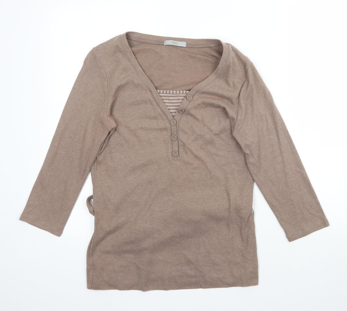 Marks and Spencer Womens Beige   Basic T-Shirt Size 14