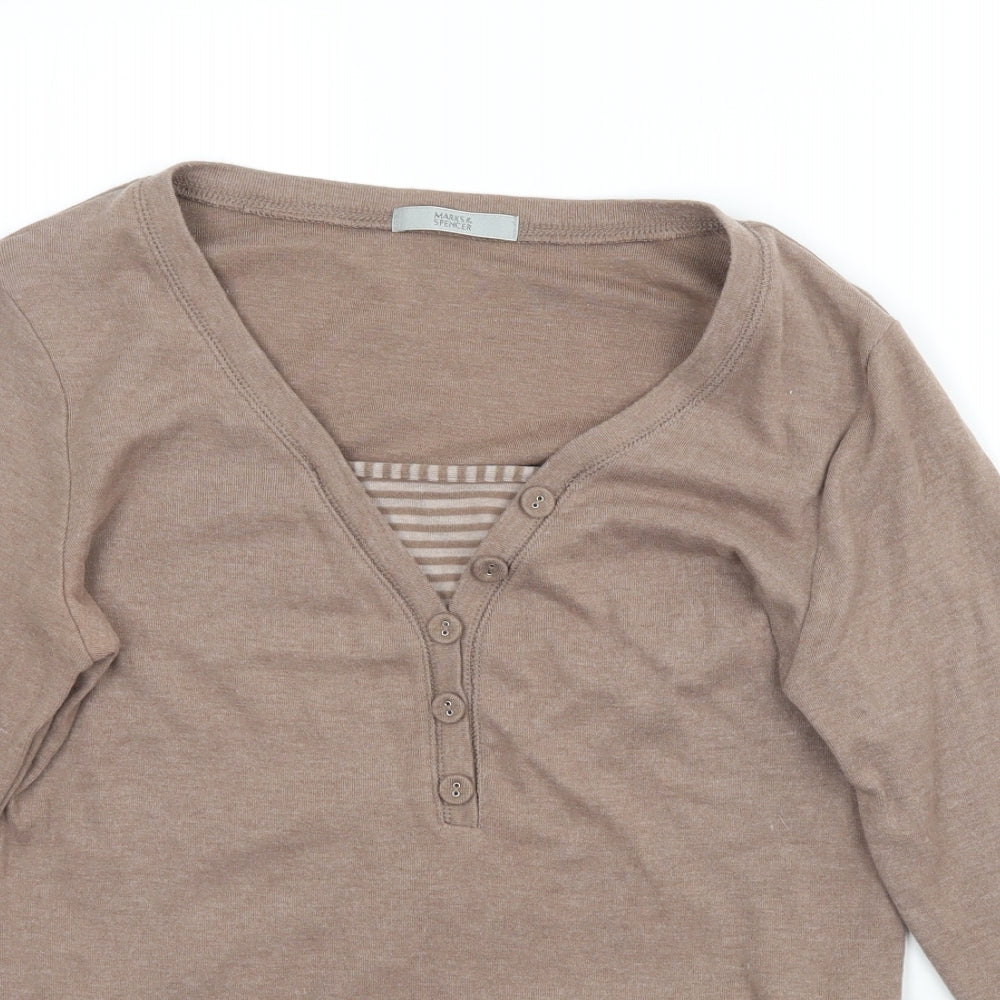 Marks and Spencer Womens Beige   Basic T-Shirt Size 14