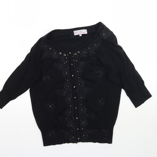 Be Beau Womens Black  Knit Cape Jumper Size 10