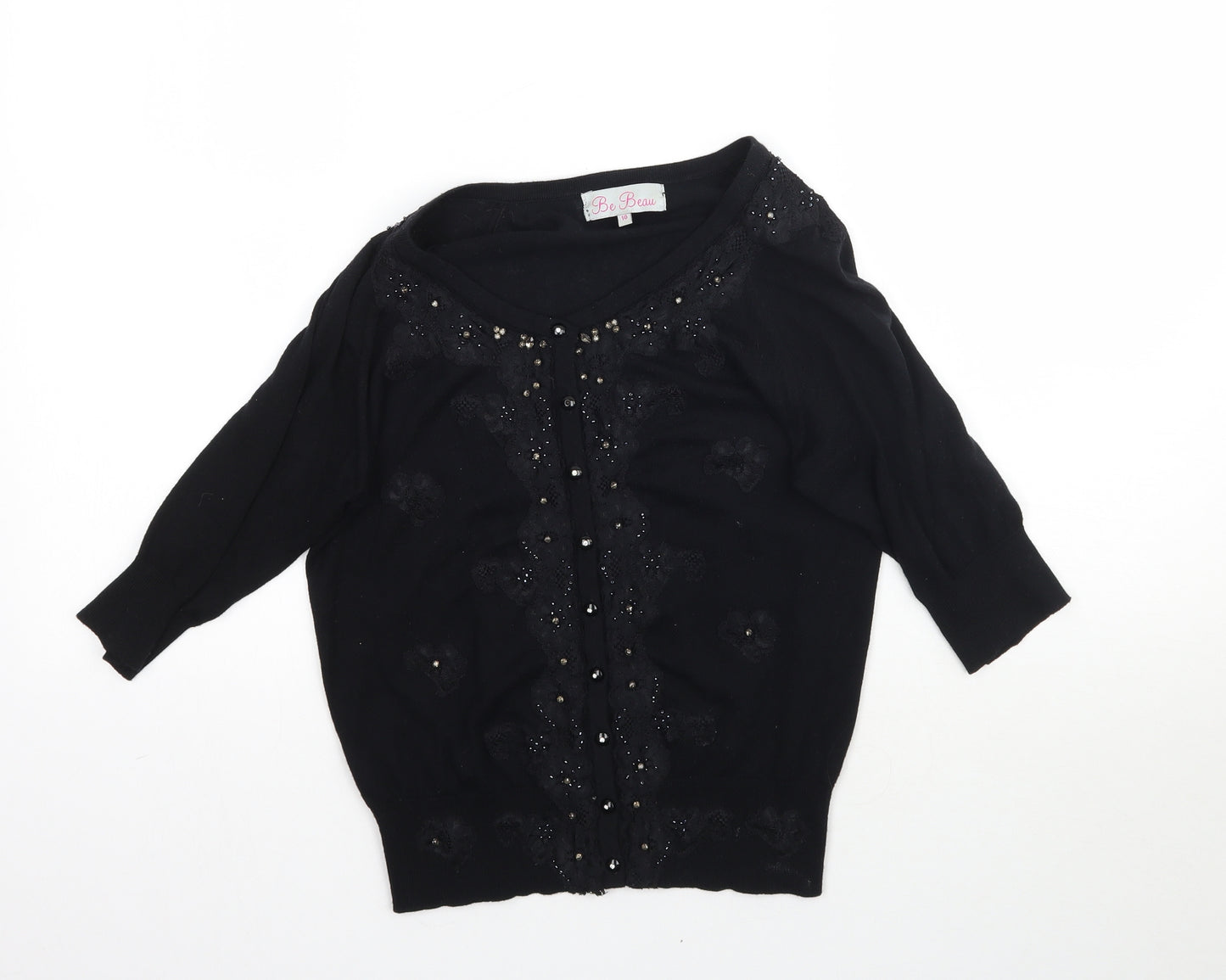 Be Beau Womens Black  Knit Cape Jumper Size 10