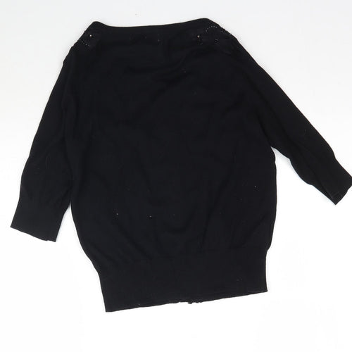 Be Beau Womens Black  Knit Cape Jumper Size 10