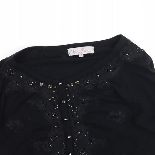 Be Beau Womens Black  Knit Cape Jumper Size 10