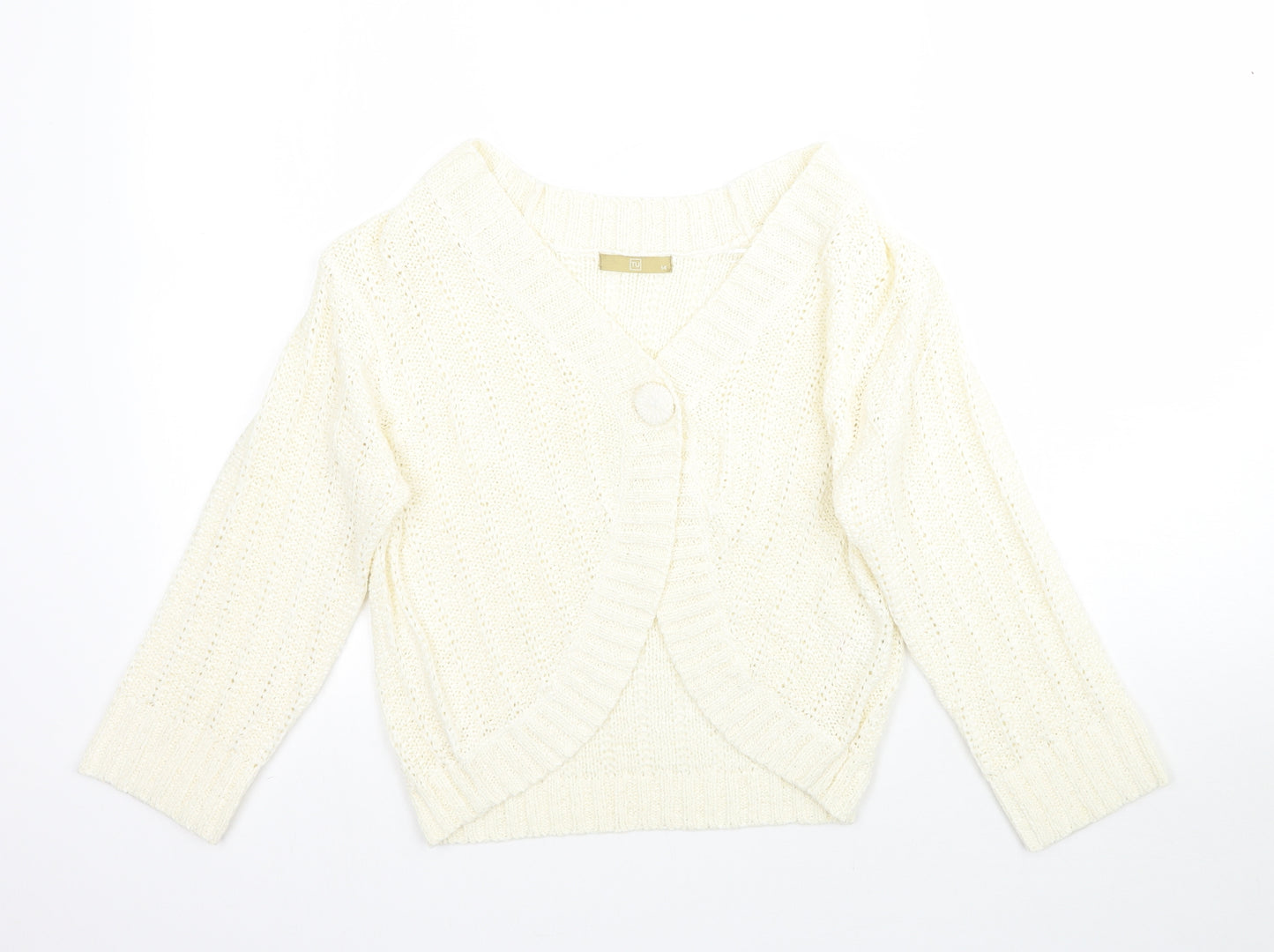 TU Womens Ivory  Knit Cardigan Jumper Size 14