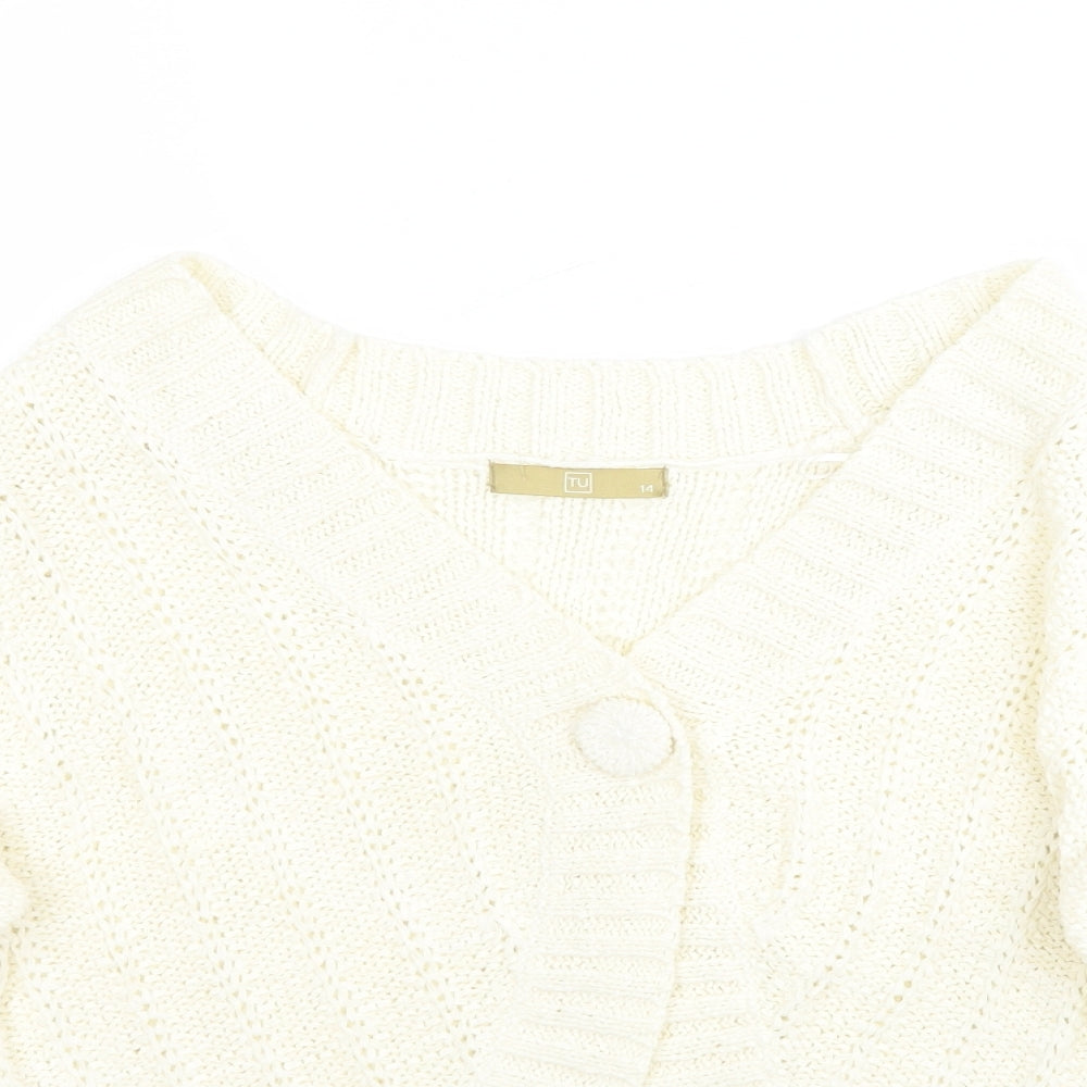 TU Womens Ivory  Knit Cardigan Jumper Size 14