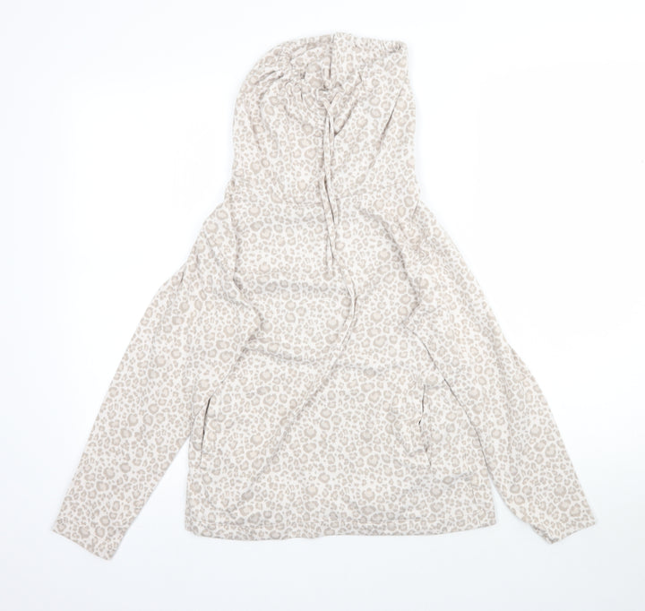 F&F Womens Beige Animal Print Pullover Hoodie Size XS