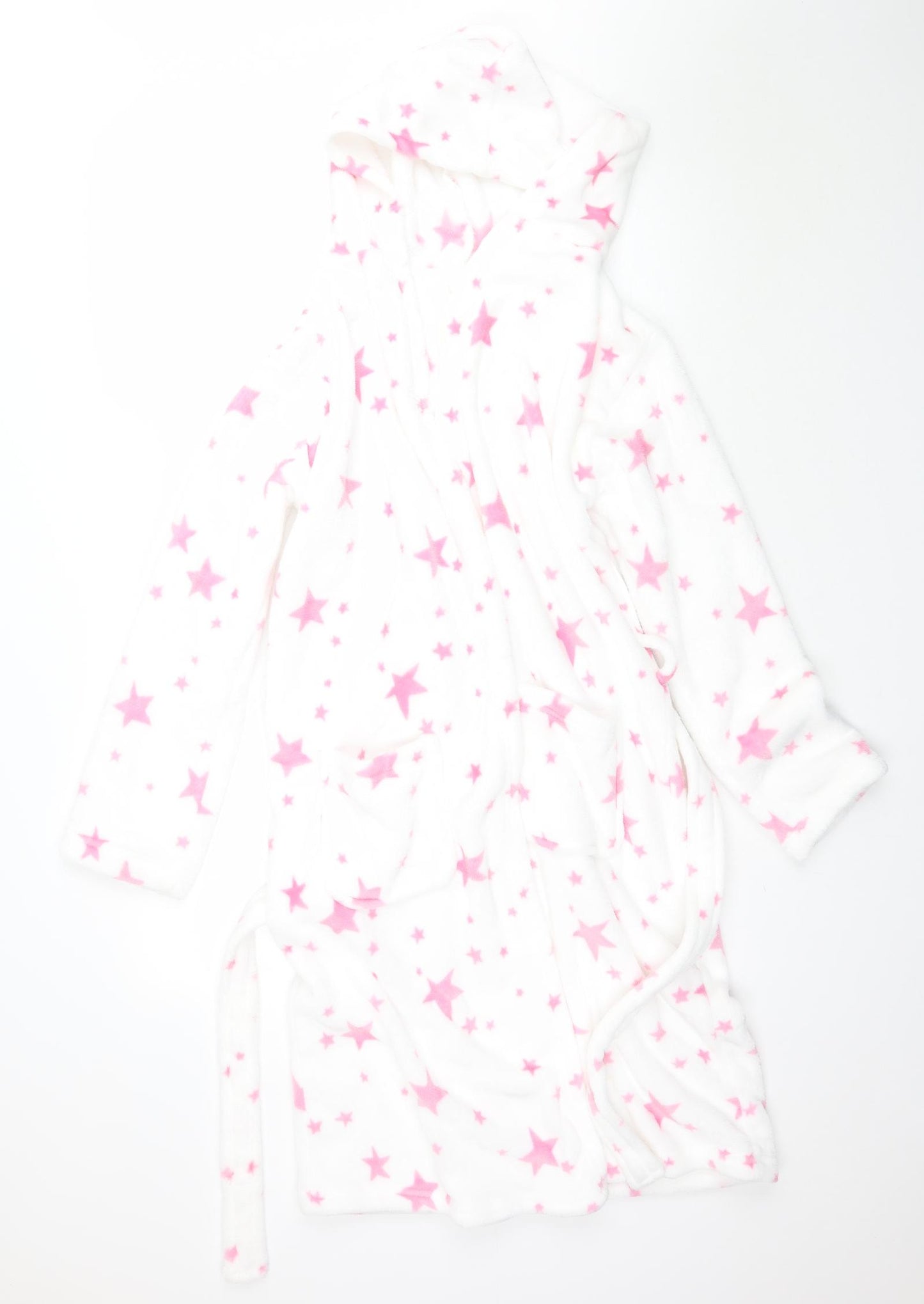 F&F Girls White Solid   Robe Size 13-14 Years  - Star Dressing Gown