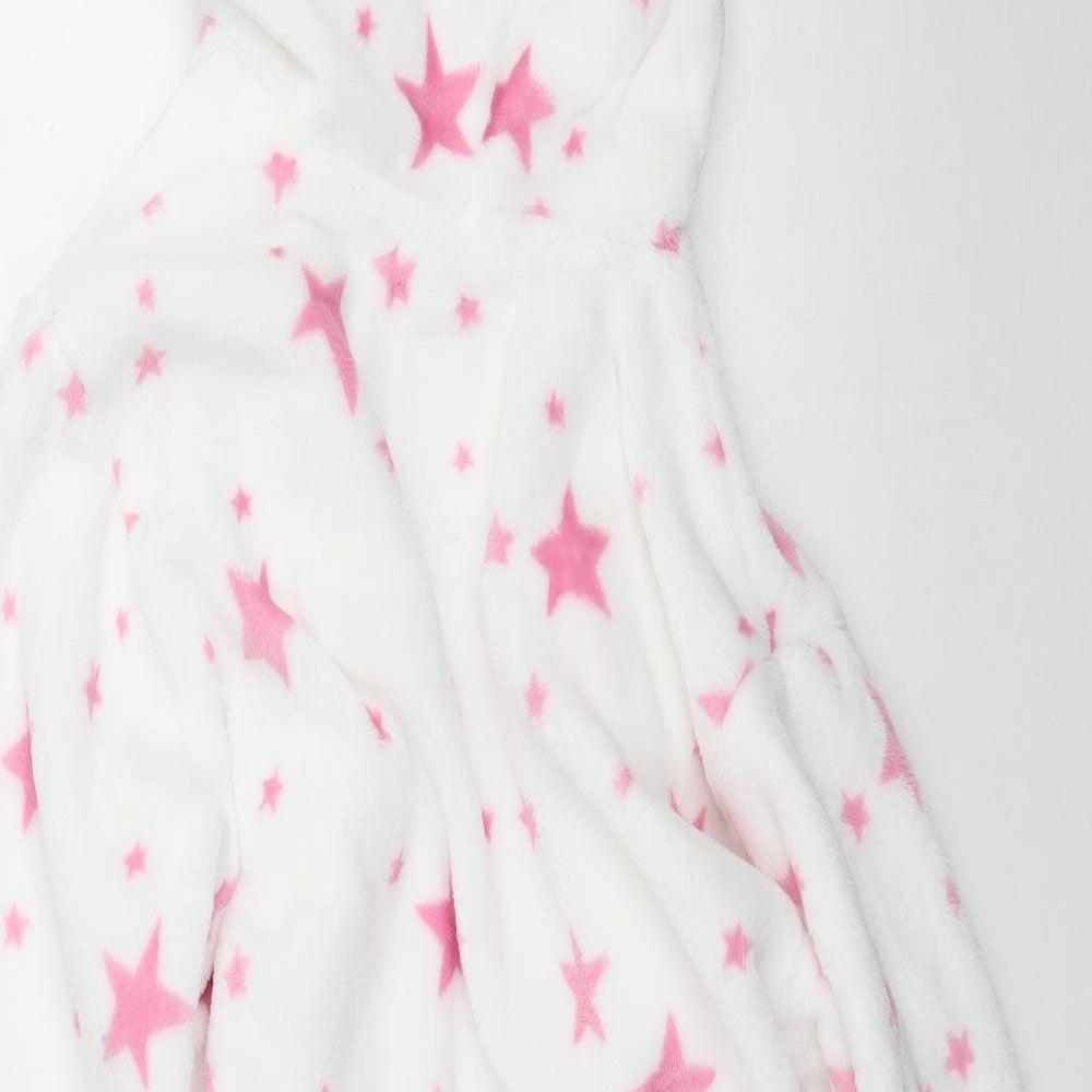 F&F Girls White Solid   Robe Size 13-14 Years  - Star Dressing Gown