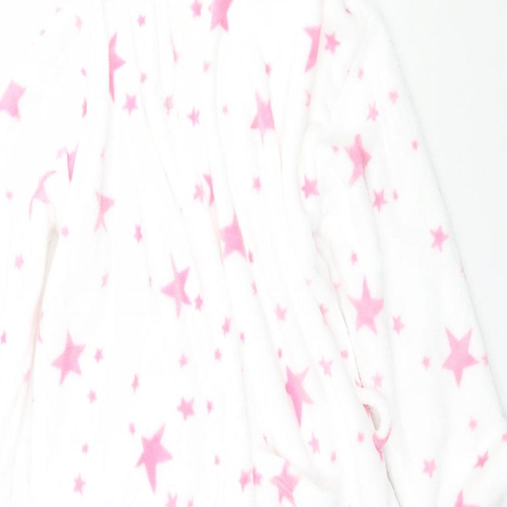 F&F Girls White Solid   Robe Size 13-14 Years  - Star Dressing Gown