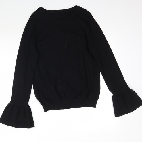 George Womens Black  Knit Pullover Jumper Size 10  - Floral Embroidery