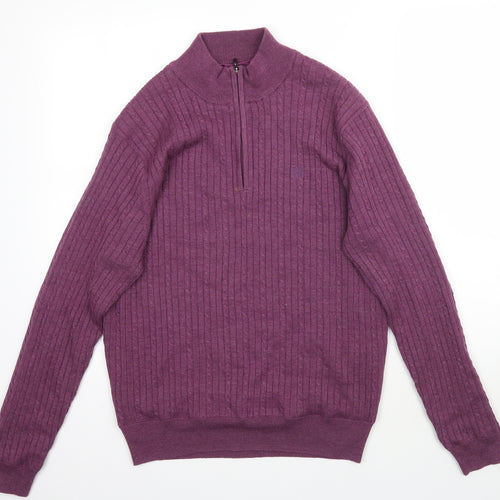 Palm Grove Womens Purple  Knit Pullover Jumper Size L
