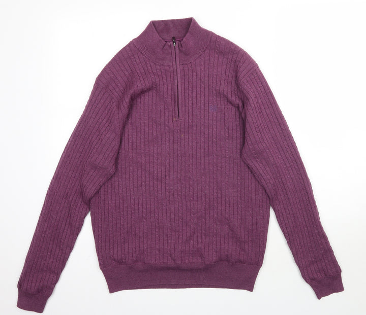 Palm Grove Womens Purple Knit Pullover Jumper Size L