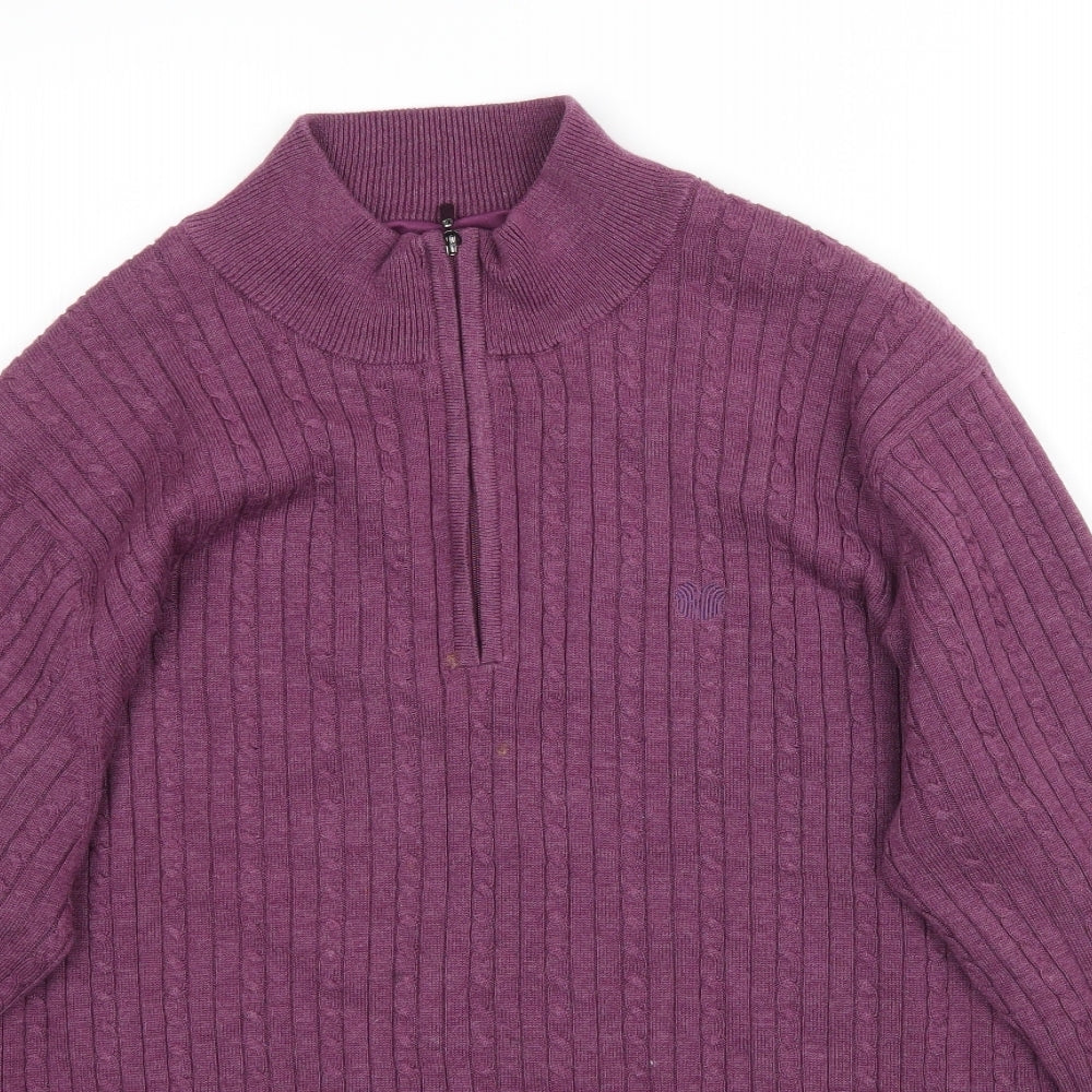 Palm Grove Womens Purple  Knit Pullover Jumper Size L