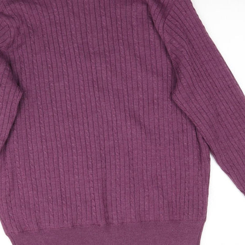 Palm Grove Womens Purple  Knit Pullover Jumper Size L