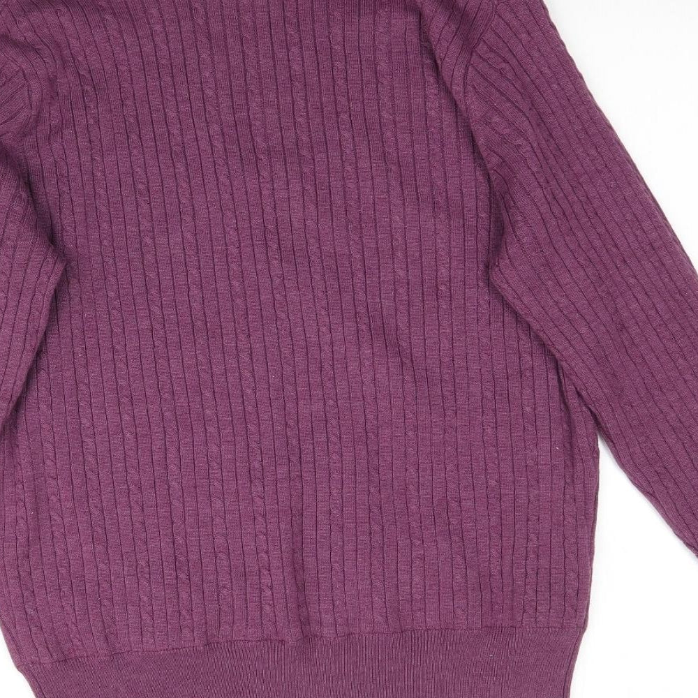 Palm Grove Womens Purple  Knit Pullover Jumper Size L