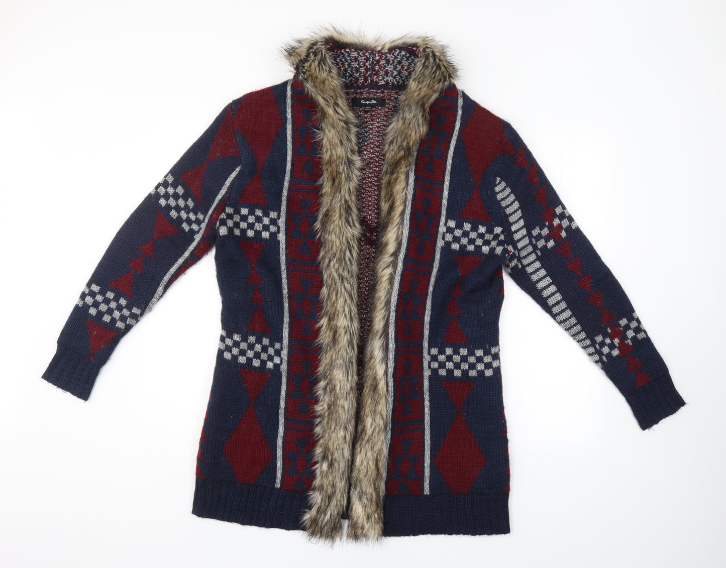Simply Be Womens Multicoloured Geometric  Jacket Coatigan Size 12