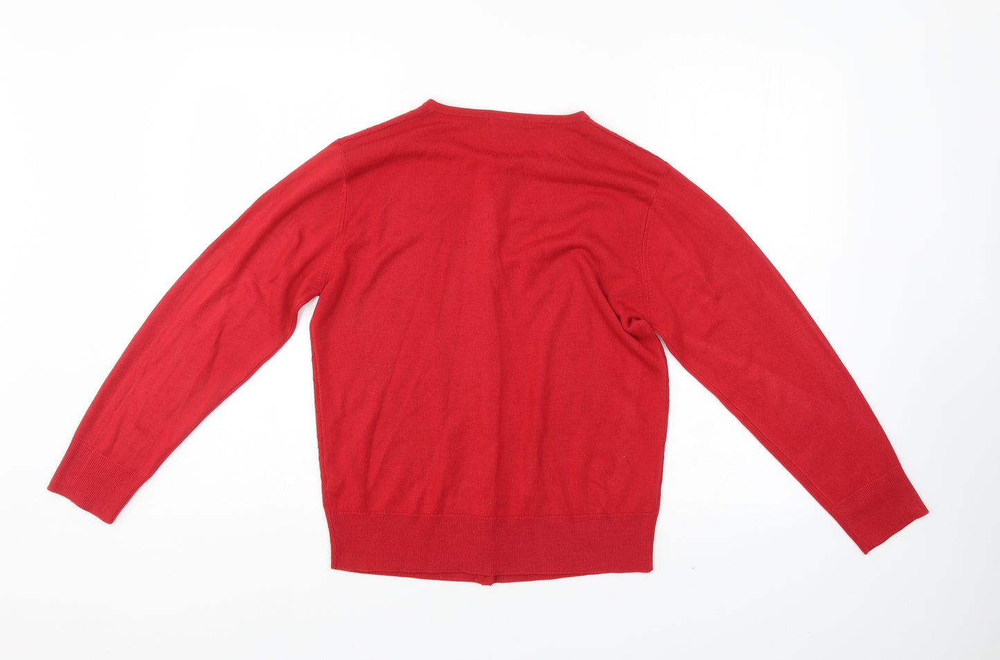 Marks and Spencer Womens Red Argyle/Diamond  Cardigan Jumper Size 16