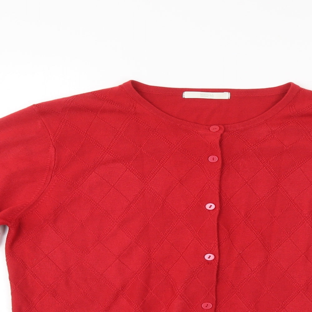 Marks and Spencer Womens Red Argyle/Diamond  Cardigan Jumper Size 16