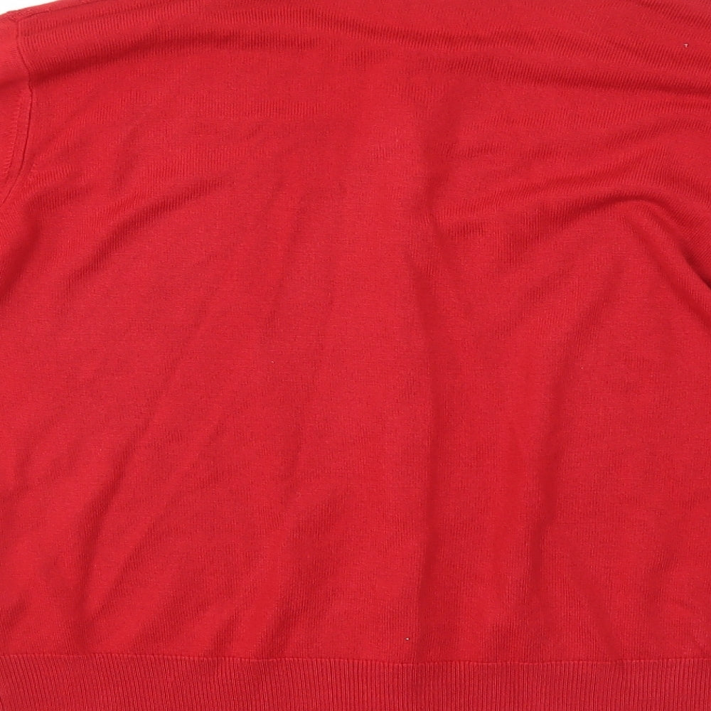 Marks and Spencer Womens Red Argyle/Diamond  Cardigan Jumper Size 16
