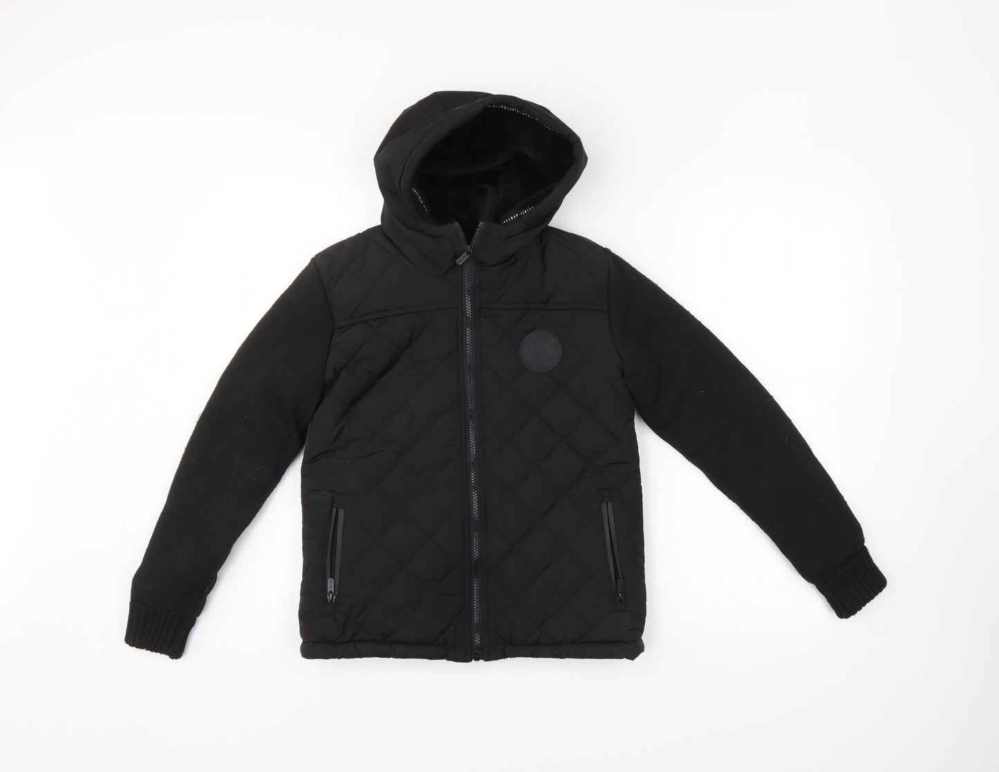 Firetrap Boys Black   Quilted Coat Size 11-12 Years