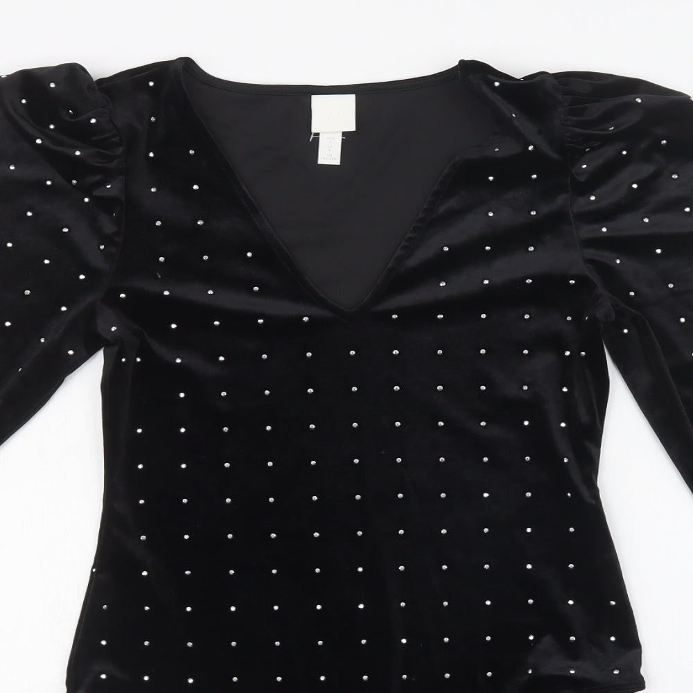 H&M Womens Black   Bodysuit One-Piece Size S